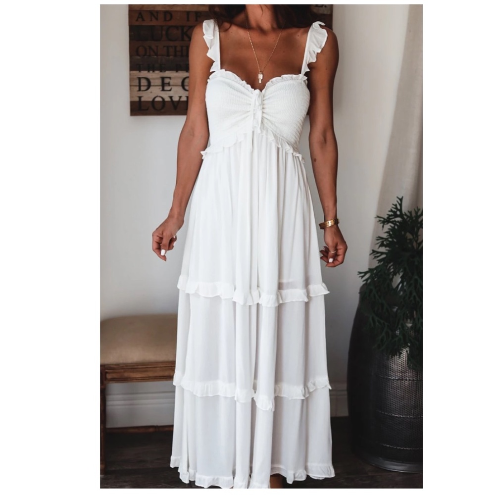 Boho Sweetheart Neck Ruffle Ruffle Cami Maxi Dress - Picture 2 of 4